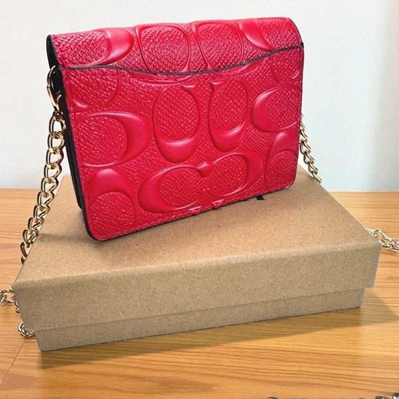Coach Embossed Red Leather Wallet - Picture 5 of 8